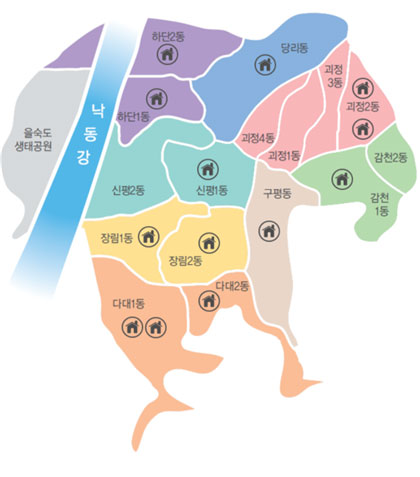 사하구 행복학습센터 표시된 지도